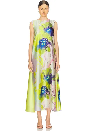 MISA Sylvie Dress in Green,Beige. - size L (also in S, XS)