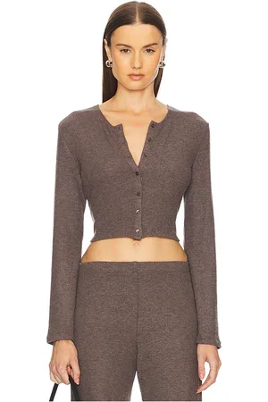 Leset Lauren Crop Cardigan Ii in Chocolate. - size L (also in M)