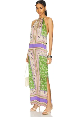 MISA Samantha Dress in Green,Purple. - size L (also in M, S, XS)