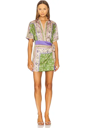 MISA Kezia Dress in Green,Beige. - size M (also in S, XS)