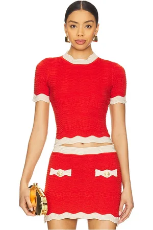 Retrofete Iyla Knit Top in Red. - size M (also in S, XS)