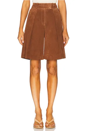 Ivy & Oak Lea Suede Leather Bermuda Shorts in Brown. - size 34 (also in 36, 40)