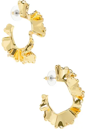 Lele Sadoughi Scallop Ruffle Edged Hoop Earrings in Metallic .