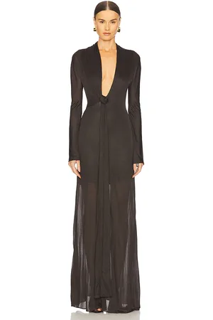 GIUSEPPE DI MORABITO Plunging Maxi Dress in Chocolate. - size 36 (also in 38, 40)