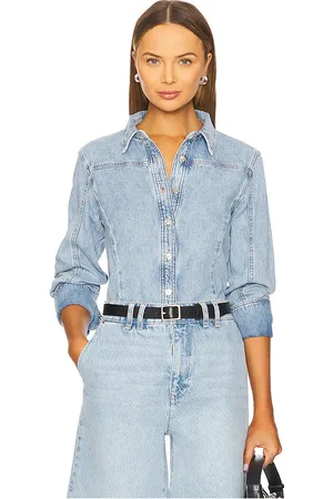 Frame Curved Shirt in Blue. - size L (also in M, S, XS)