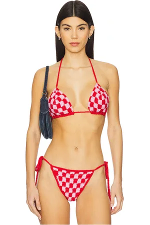 superdown Alessia Crochet Bikini Top in Red. - size L (also in M, S, XS)