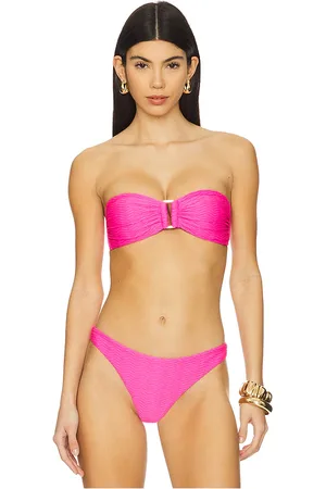 Milly Margot Textured Chevron Bandeau Bikini Top in . - size L (also in M, S, XS)