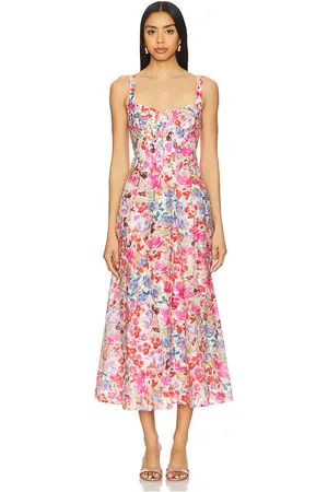 Bardot Lilah Corset Midi Dress in Pink. - size 4 (also in 6)