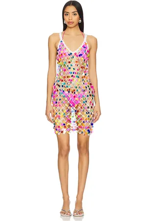 Milly Sequin Crochet Mini Dress in White. - size M/L (also in XS/S)