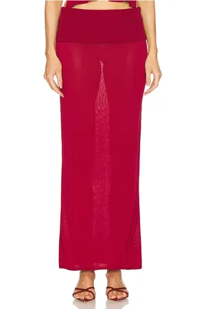 LOBA Maya Maxi Skirt in Burgundy. - size L (also in M, S, XL, XS, XXS)