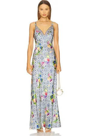 Camilla Maxi Slip Dress in Blue. - size L (also in M, S)