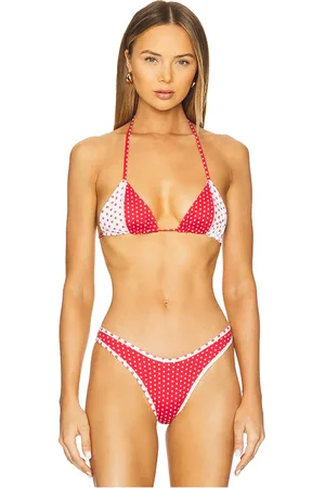 Frankies Bikinis Coastal Bikini Top in Red,White. - size L (also in M, S, XS)