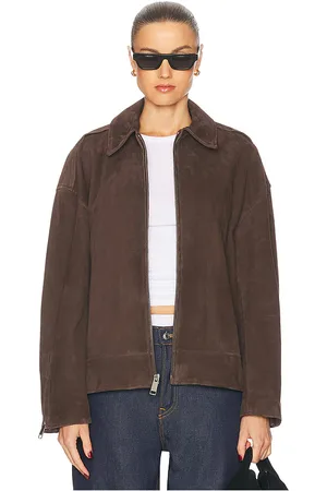 GRLFRND Alek Suede Jacket in Chocolate. - size M (also in S, XL)