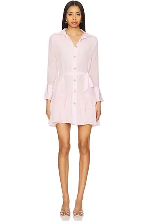 Karina Grimaldi Daphne Solid Mini Dress in Pink. - size L (also in M, S)