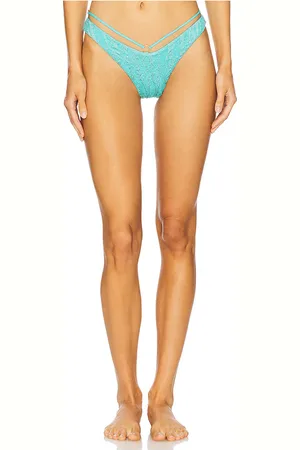 Luli Fama Strappy Loop Brazilian Scrunch Bottom in Teal. - size L (also in M, S, XS)
