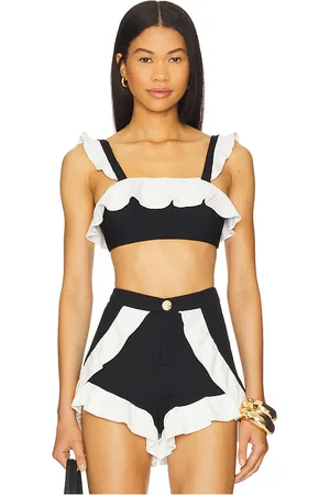 PATBO Merian Knit Flutter Color Block Bikini Top in . - size M (also in S, XS)