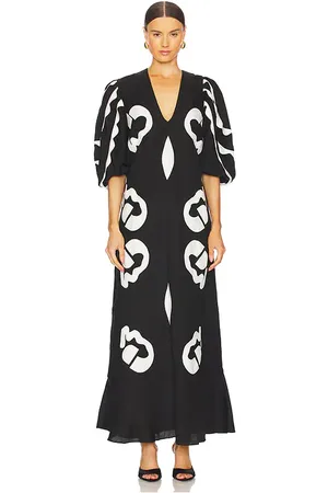 Adriana Degreas Appliqu V-Neck Midi Dress in . - size L (also in M, S)