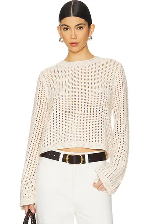 Frame Crochet Bell Sweater in Cream. - size L (also in M, S, XS)