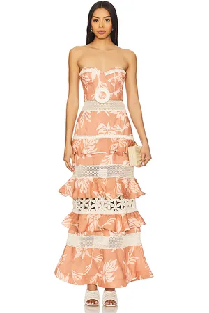 PATBO Artichoke Maxi Dress in Peach,Orange. - size 0 (also in 2, 4)