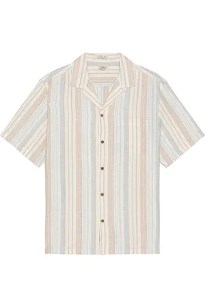 Faherty Short Sleeve Breeze Camp Shirt in Beige. - size L (also in M, S, XL/1X)
