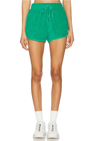 Bobi Drawstring Dolphin Shorts in Green. - size S (also in XL, XS)