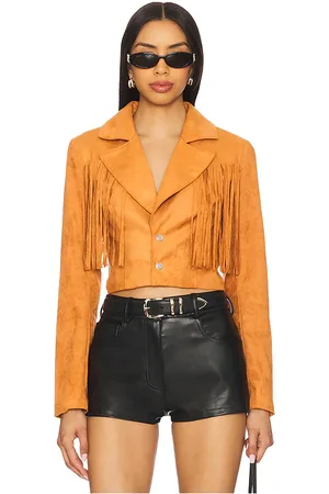 MORE TO COME Kiara Faux Suede Jacket in Burnt Orange. - size L (also in M, S, XL, XS, XXS)