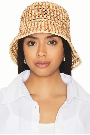 Loeffler Randall Jocelyn Raffia Bucket Hat in Brown.