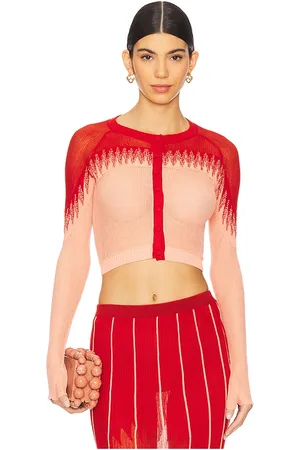 Isa Boulder Fanged Cardigan in Red,Pink. - size L (also in M, S)
