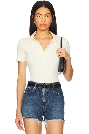 Commando Neoprene Polo Bodysuit in Cream. - size L (also in M, S, XL, XS)