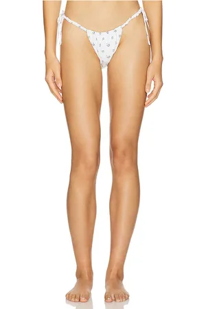Montce Single String Brazil Bikini Bottom in White. - size L (also in M, S, XS)
