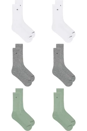 Calvin Klein 6 Pack Basic Cushion Crew Socks in Green.