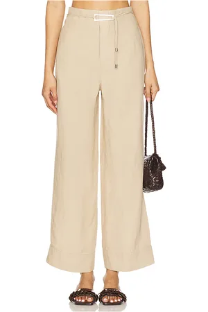 ONIA Air Linen Paperbag Trouser in Tan. - size 0 (also in 00, 2, 4, 6)