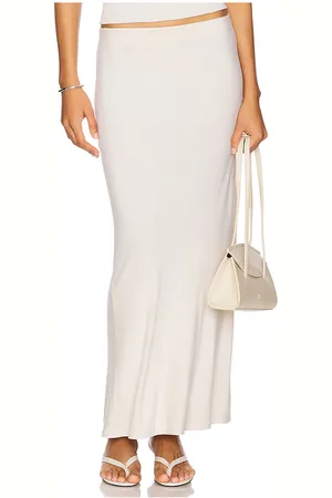 ENZA COSTA Silk Knit Bias Skirt in Cream. - size L (also in S)