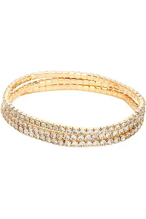 Ettika Crystal Elastic Bracelet Set in Metallic .
