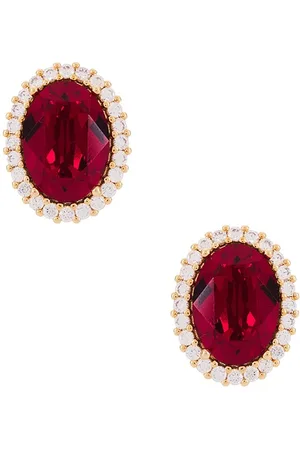 Anton Heunis Omega Clasp Oval Stud in Red.