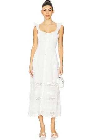 LOVESHACKFANCY Sufette Dress in Ivory. - size L (also in M, S, XS)