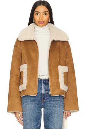 Jakke Vera Faux Shearling Aviator in Tan. - size L (also in XS)