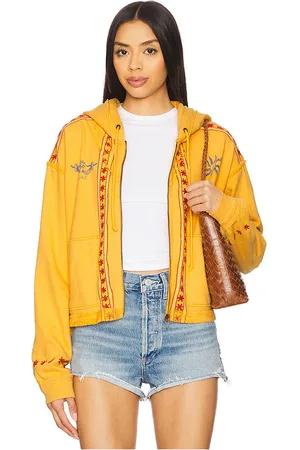 Free People Mermaid Hoodie in Mustard. - size L (also in M, S, XL, XS)