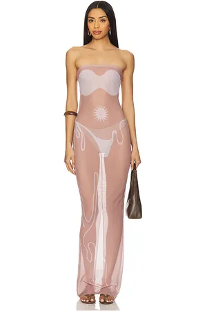 DI PETSA Tan Lines Mesh Dress in Nude. - size L (also in M, S)