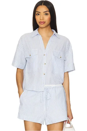 BLANK NYC Button Up Shirt in Baby Blue. - size L (also in M, S, XS)