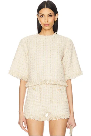 GIUSEPPE DI MORABITO Short Sleeve Top in Cream. - size 36 (also in 38, 40, 42)