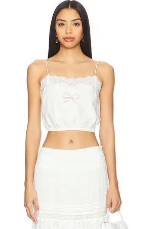 LOVESHACKFANCY Aliaya Top in White. - size L (also in M, S, XL, XS)