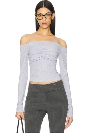 Lioness Lulu Off The Shoulder Top in Light Grey. - size L (also in M, S, XL, XS)