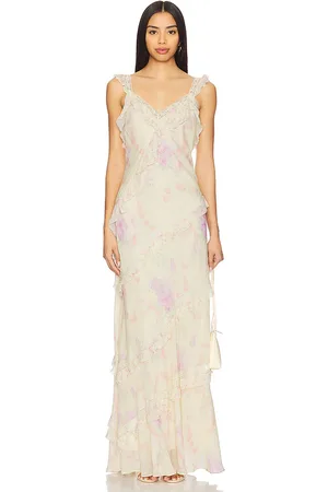 LOVESHACKFANCY Radiance Dress in Yellow,Blush. - size L (also in M, S, XL, XS)