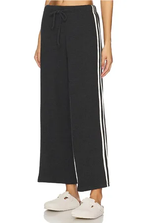 Donni. Thermal Stripe Cropped Pant in Charcoal. - size L (also in M, S, XL, XXS)