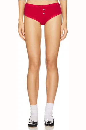 Frankies Bikinis X Bella Hadid Bluebell Rib Short in Red. - size L (also in M, S, XL, XS, XXS)