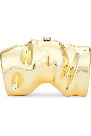 Cult Gaia Scrunch Clutch in Metallic Gold.