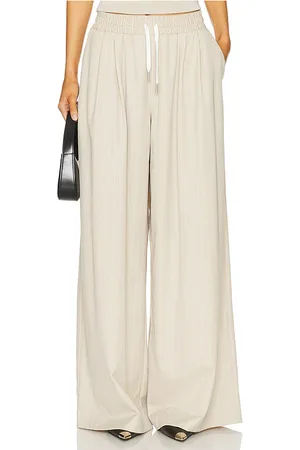 St Agni Pinstripe Wool Drawstring Pants in Beige. - size M (also in S, XS)