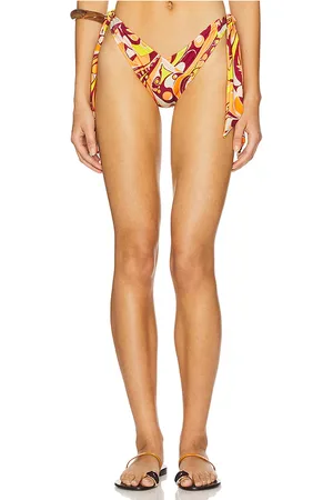 Free People X free-est Printed Renee Tie Side Bikini Bottom in Orange. - size L (also in M, S, XL, XS)