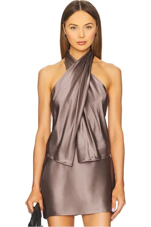 The Sei Cross Wrap Halter Top in Grey. - size 0 (also in 2, 4, 6)